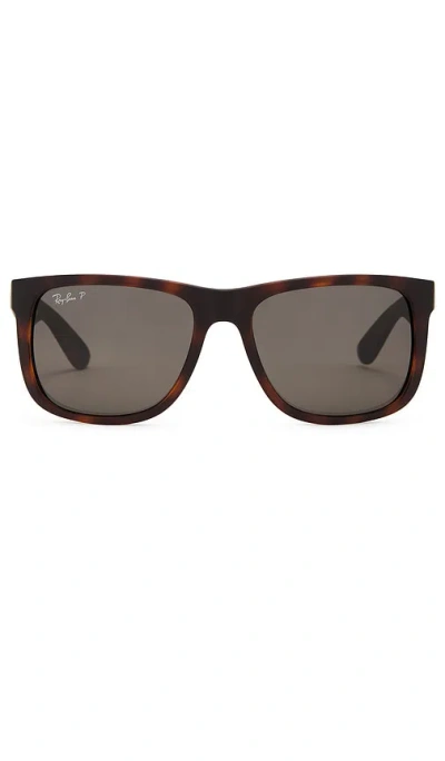 Ray Ban Justin Polarized Square Sunglasses In Black