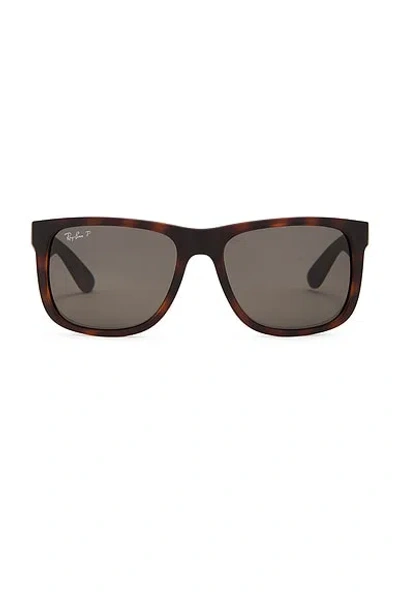 Ray Ban Justin Polarized Square Sunglasses In Black