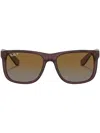 Ray Ban Justin Rectangular-frame Sunglasses In Brown