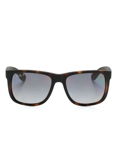 Ray Ban Justin Square-frame Sunglasses In Brown