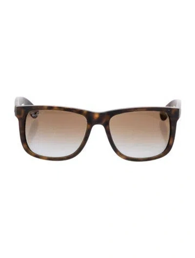 Pre-owned Ray Ban Justin Square Sunglasses In Brown