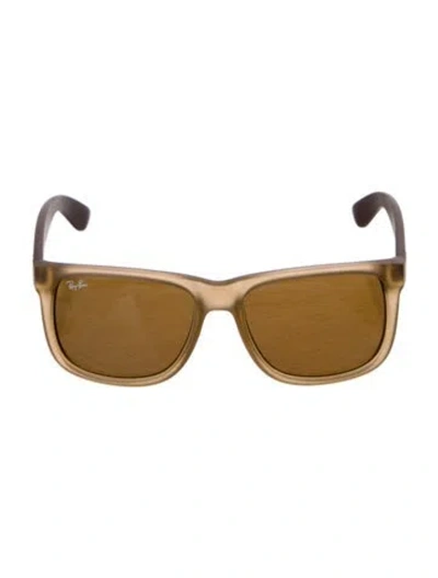 Pre-owned Ray Ban Justin Wayfarer Sunglasses In Brown