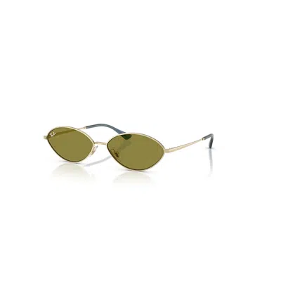 Ray Ban Sunglasses Unisex Kai Bio-based - Pale Gold Frame Green Lenses 59-15 In Hellgold