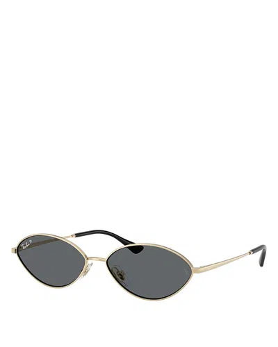 Ray Ban Ray-ban Kai 59mm Polarized Oval Sunglasses In Metallic