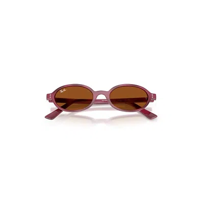 Ray Ban Khal Bio-based Sunglasses Violet Havana Frame Brown Lenses 51-20 In Red