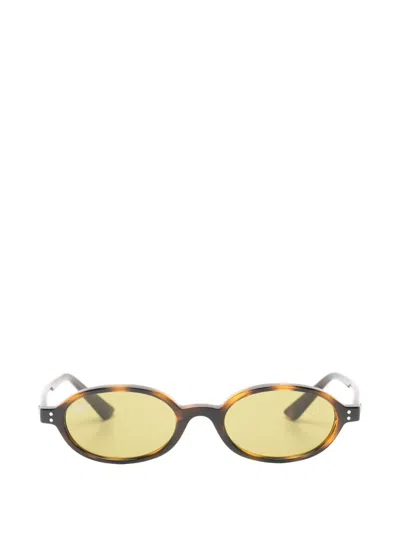 Ray Ban Khal Tortoiseshell-effect Round-frame Sunglasses In Brown