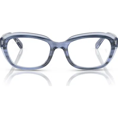 Ray Ban Ray-ban Kids' 48mm Small Irregular Optical Glasses In Striped Blue