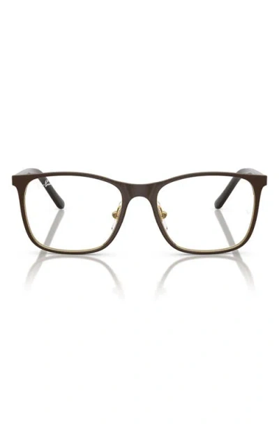 Ray Ban Ray-ban Kids' 48mm Small Square Optical Glasses In Gold Brown