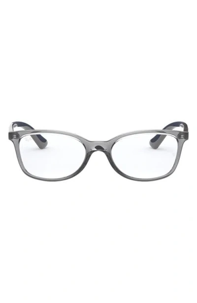 Ray Ban Ray-ban Kids' 49mm Rectangular Optical Glasses In Grey/transparent Grey