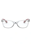 Ray Ban Ray-ban Kids' 49mm Rectangular Optical Glasses In Transparent/grey