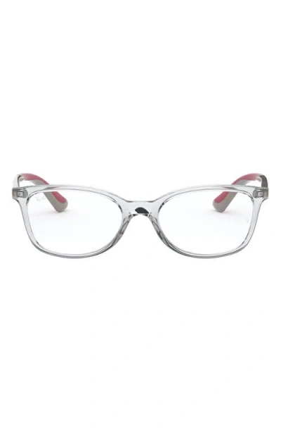 Ray Ban Ray-ban Kids' 49mm Rectangular Optical Glasses In Transparent/grey