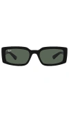 Ray Ban Sunglasses Unisex Kiliane Bio-based - Black Frame Green Lenses 54-21 In Black
