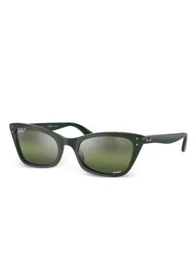 Ray Ban Lady Burbank Sunglasses Green Frame Silver Lenses Polarized 55-20
