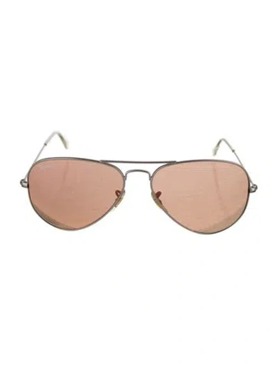 Pre-owned Ray Ban Large Aviator Aviator Sunglasses In Silver