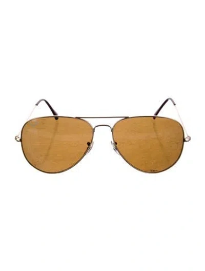 Pre-owned Ray Ban Large Aviator Sunglasses In Gold