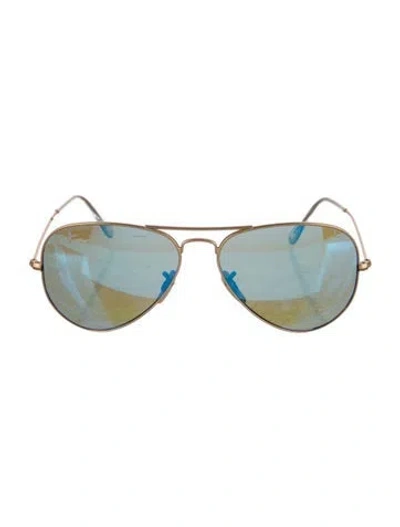 Pre-owned Ray Ban Large Aviator Sunglasses In Gold/metallic