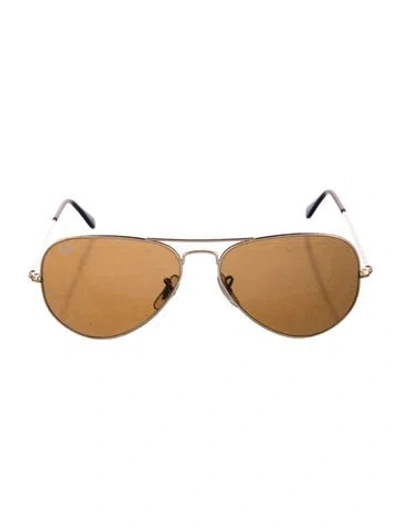 Pre-owned Ray Ban Large Aviator Sunglasses In Gold/metallic
