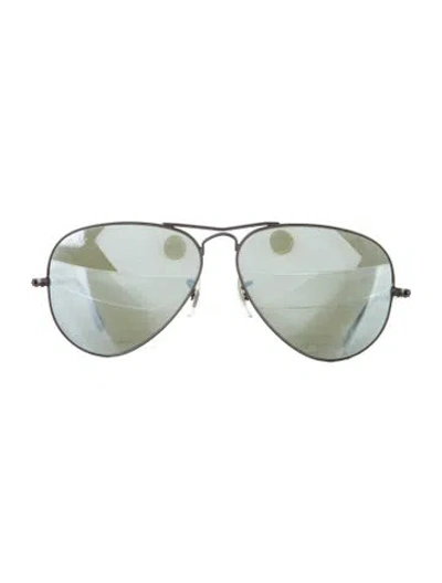 Pre-owned Ray Ban Large Aviator Sunglasses In Metallic/silver