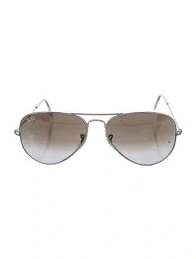 Pre-owned Ray Ban Large Aviator Sunglasses In Metallic/silver