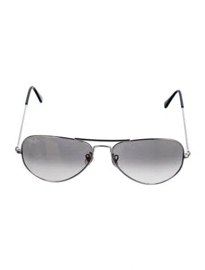 Pre-owned Ray Ban Large Aviator Sunglasses In Metallic/silver