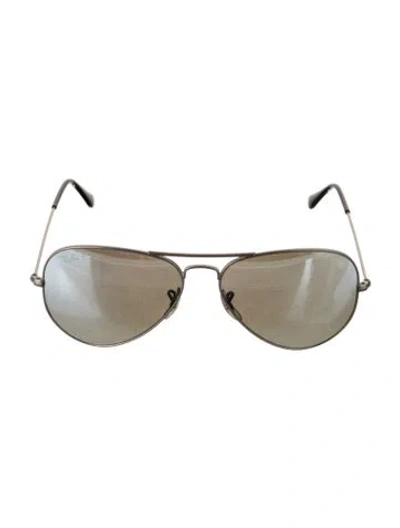 Pre-owned Ray Ban Large Metal Aviator Sunglasses In Silver