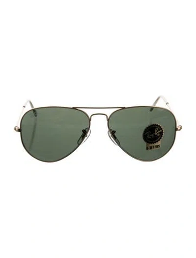Pre-owned Ray Ban Large Metal Tinted Aviator Sunglasses In Gold
