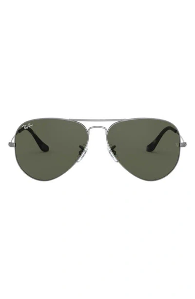 Ray Ban Large Original 62mm Aviator Sunglasses In Trans Grey