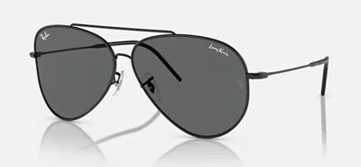 Pre-owned Ray Ban Ray-ban Lenny Kravitz Aviator Reverse Sunglasses Black/ Dark Grey Size Xxl In Gray