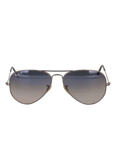 Pre-owned Ray Ban Logo-detailed Aviator Sunglasses In Gray