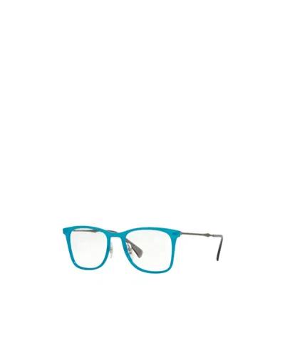 Ray Ban Logo Flat Mirror In Blue