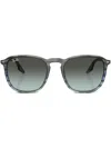 Ray Ban Logo-lettering Round-frame Sunglasses In Grau