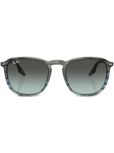 Ray Ban Logo-lettering Round-frame Sunglasses In Grau