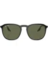 Ray Ban Logo-lettering Round-frame Sunglasses In Schwarz