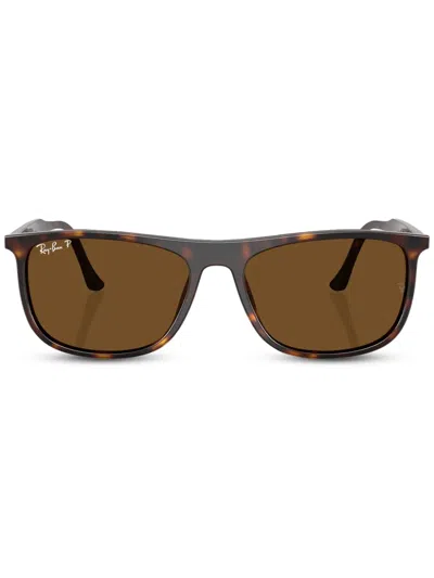 Ray Ban Logo-lettering Sunglasses In Brown