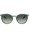 Ray Ban Sonnenbrille Mit Rundem Gestell In 1394gk Striped Blue & Green