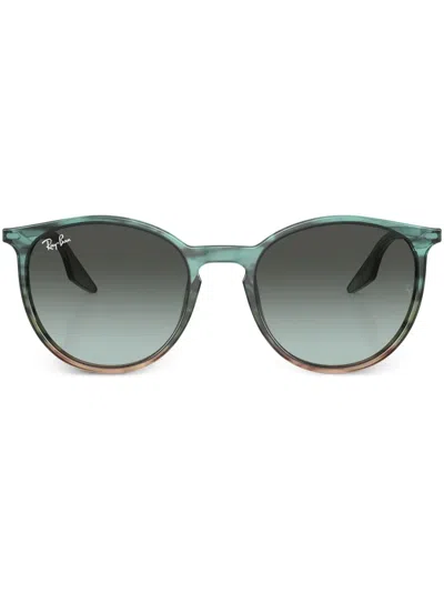 Ray Ban Sonnenbrille Mit Rundem Gestell In 1394gk Striped Blue & Green