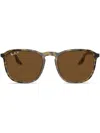 Ray Ban Logo-plaque Round-frame Sunglasses In Braun