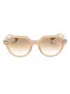 Ray Ban Logo-plaque Round-frame Sunglasses In Neutrals