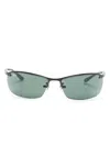 Ray Ban Logo-plaque Shield-frame Sunglasses In Black