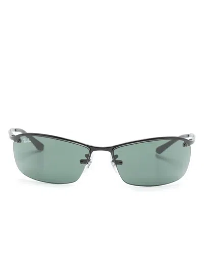 Ray Ban Logo-plaque Shield-frame Sunglasses In Black