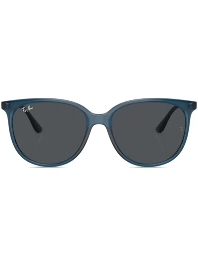 Ray Ban Logo-plaque Square-frame Sunglasses In Blau