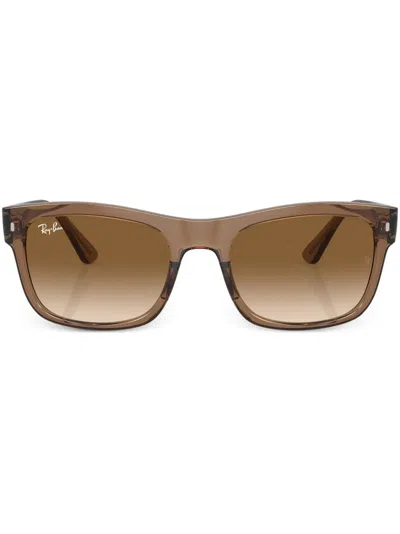 Ray Ban Eckige Sonnenbrille Mit Logo-schild In Brown