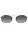 Ray Ban Logo-print Rectangle-frame Sunglasses In Silber
