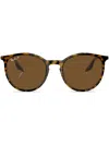 Ray Ban Logo-print Round-frame Sunglasses In Braun