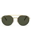 Ray Ban Logo-print Round-frame Sunglasses In Gold
