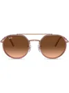 Ray Ban Logo-print Round-frame Sunglasses In Rosa