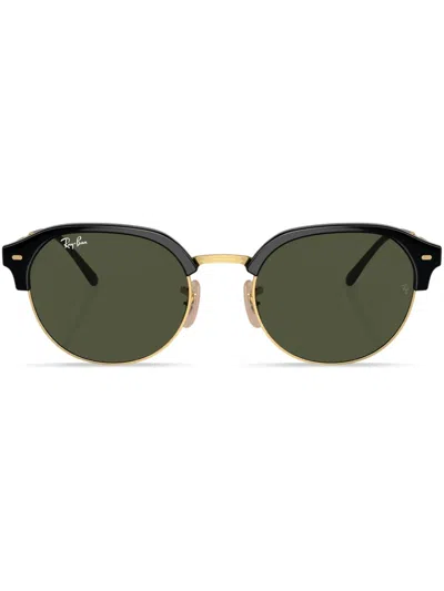 Ray Ban Logo-print Round-frame Sunglasses In Schwarz