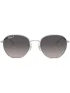 Ray Ban Logo-print Round-frame Sunglasses In Silber