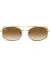 Ray Ban Logo-print Square-frame Sunglasses In Gold