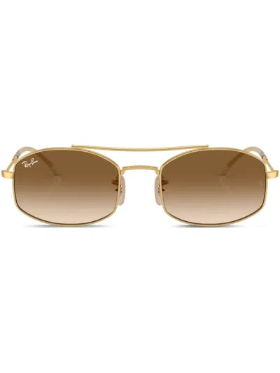Ray Ban Logo-print Square-frame Sunglasses In Gold